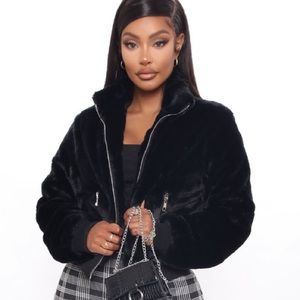 Fashion Nova Andi Faux Fur Bomber Jacket